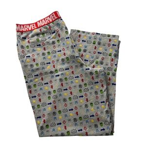 Marvel Comics Avengers Pajama Lounge Pants Mens XL Heather Gray Logo Waistband